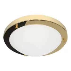 Spa 180mm Delphi Flush Ceiling Light Opal Glass and Brass