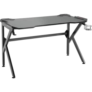 Homcom - Gaming desk with Cup Holder Headphone Hook Feet Adjustable 120 x 66 x 75cm Black