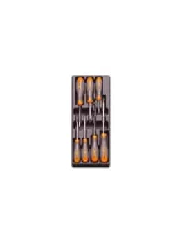 Beta Tools T180 7pc Flat/Phillips Screwdriver Set in Hard Tray for Roller Cabs
