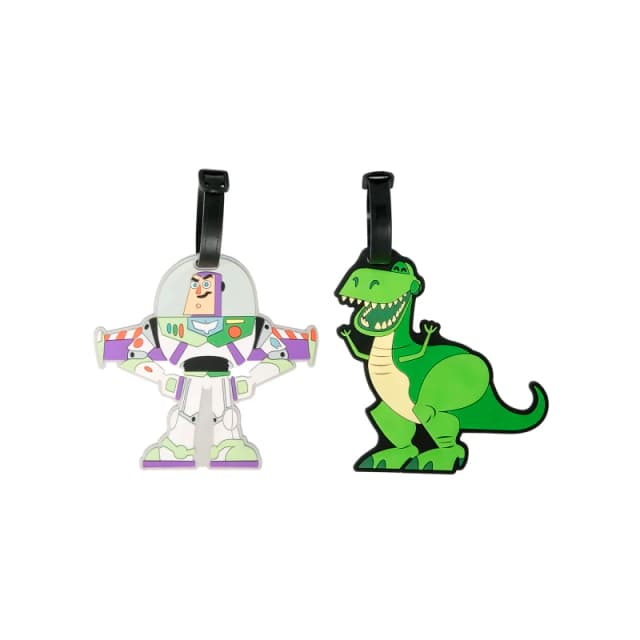 Disney Peers Hardy Toy Story Buzz & Rex Green White & Purple 2 Piece Luggage Tags