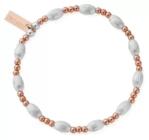 ChloBo MBCOVAL Mixed Metal Corrugated Oval Bracelet Rose Jewellery