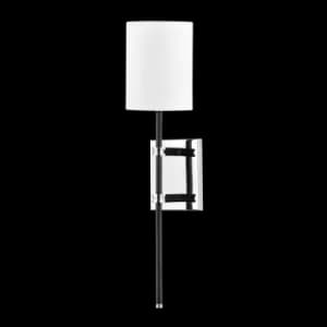 Denise 1 Light Wall Sconce Polished Nickel/Bk with White Shade