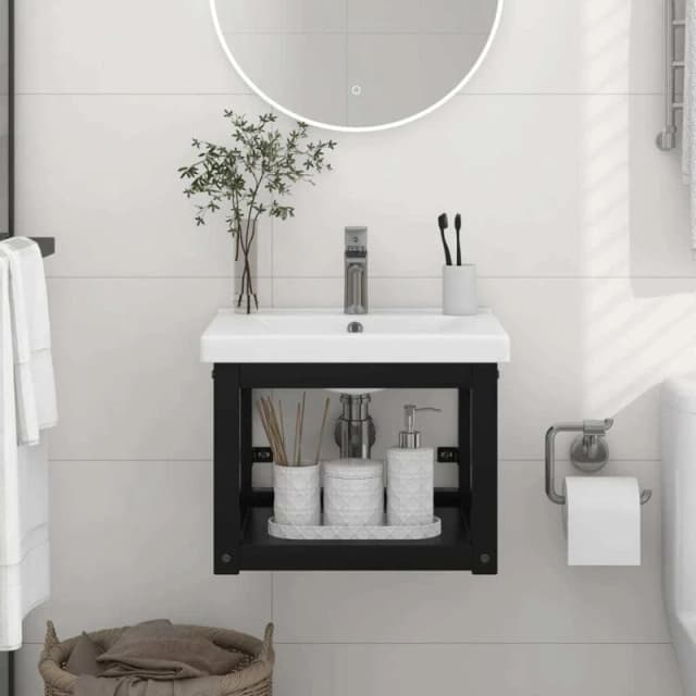 VIDAXL Vidaxl - Wall-mounted Bathroom Washbasin Frame Black 40x38x31cm Iron 8720286667651
