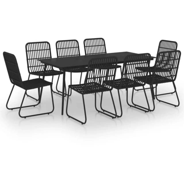 VIDAXL 9 Piece Outdoor Dining Set Poly Rattan and Glass vidaXL 8720286241707