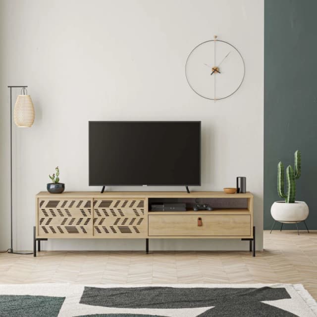 Decortie Dionysos' Modern TV Unit with Storage TV Cabinet 170cm in Natural Size: 2 Pack Natural Unisex 2 Pack