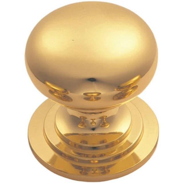 Loops Victorian Round Cupboard Door Knob 32mm Dia Polished Brass Cabinet Handle Metallics unisex