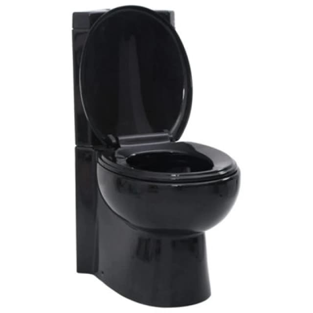 Vidaxl Wc Ceramic Toilet Bathroom Corner Toilet Black