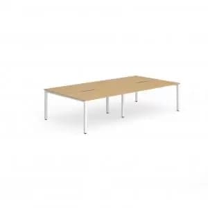 B2B White Frame Bench Desk 1400 Beech 4 Pod