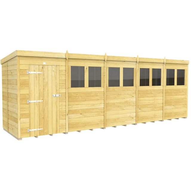 Flat Pack Sheds DIY Sheds 20 x 5 Pent Shed, Brown 20X5PFF