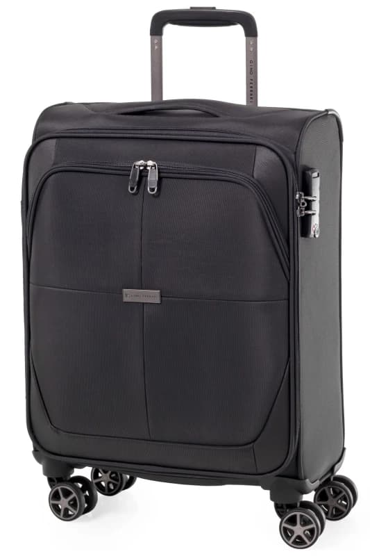 Gino Ferrari Omis Premium 22" Lightweight Soft Shell Suitcase Wheels Cabin Luggage in Black Size: Small Black Unisex Small