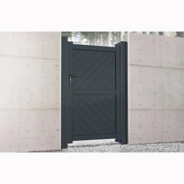 Ready Made Gates Pedestrian Gate 1000x1800mm Black - Diagonal Solid Infill & Flat Top Black Unisex