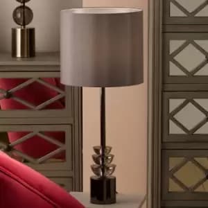 Smoke Glass And Pewter Tall Table Lamp