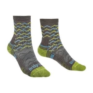 Bridgedale HIKE Lightweight Merino Performance Ankle Pattern Womens - Large Brown / Lime