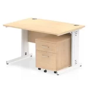 Impulse 1200 x 800mm Straight Office Desk Maple Top White Cable