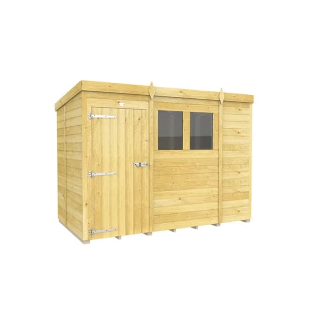 Buttercup Farm 9 x 5 Feet Pent Shed - Single Door W/ Windows - L147 x W276 x H201cm in Brown Brown Unisex