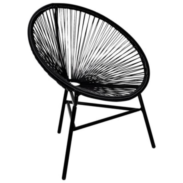 VIDAXL Garden Moon Chair Poly Rattan Black Vidaxl 41383