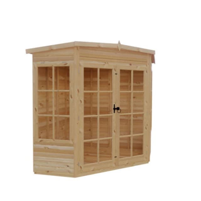Shire Hampton Premium Corner Summerhouse 6X6 With Double Doors And Opening Windows