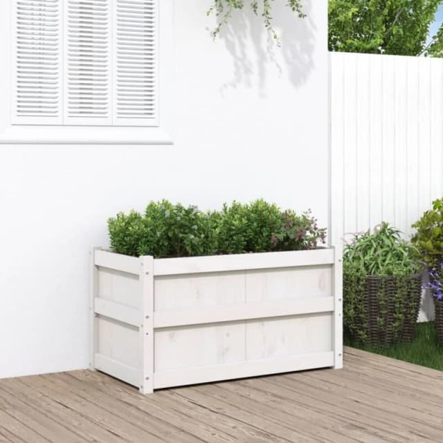 vidaXL Garden Planter White 90x50x50cm Solid Wood Pine, White 837461