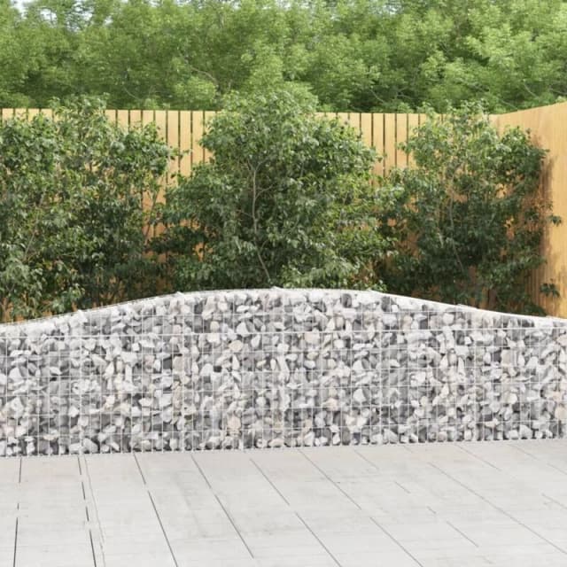 vidaXL Arched Gabion Baskets 7 pcs 400x30x60/80cm Galvanised Iron, Silver 3145805