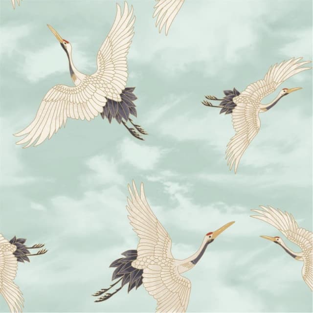 Catherine Lansfield Cranes Wallpaper Duck Egg Blue unisex One Size