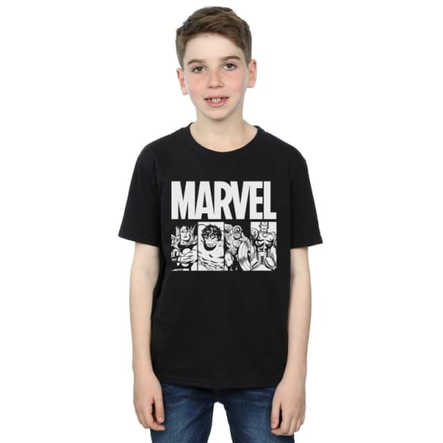 Marvel Action Tile Cotton T-Shirt Black male