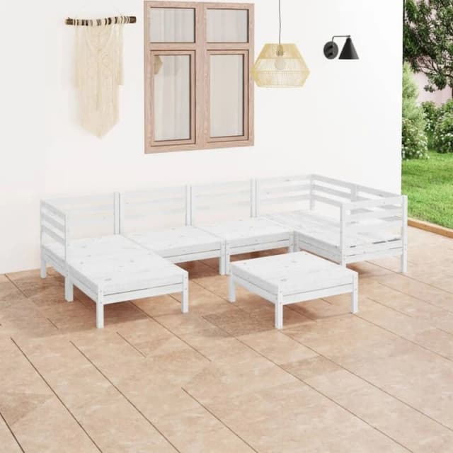 VIDAXL 7 Piece Garden Lounge Set Solid Wood Pine White Vidaxl 8720286687154