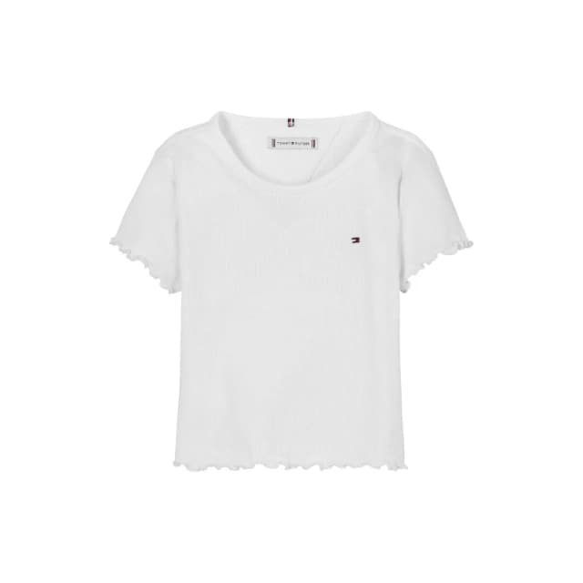 Tommy Hilfiger Kids Essential Rib Ribbed Short Sleeve T-Shirt White YBR female 4Y