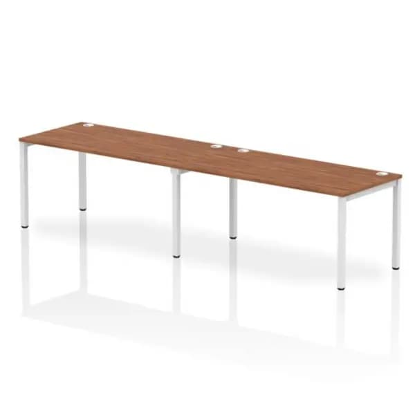 Impulse Bench Single Row 2 Person 1600 White Frame Office Bench Desk Walnut