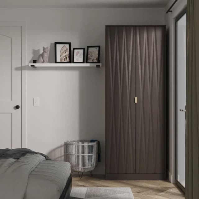 Studio Las Vegas Tall Plain Wardrobe with Gold Handles Wardrobes Large Grey 39140602140