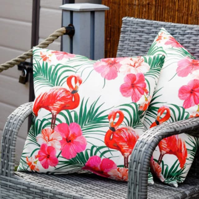 Streetwize Outdoor Flamingo Palm Print Scatter Cushions - Pa - Pink Pink One Size
