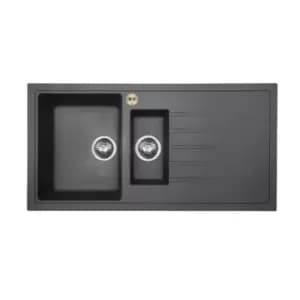 Bristan Gallery Quartz Easyfit Sink 1.5 Bowl Midnight Grey Right Drainer - 293419