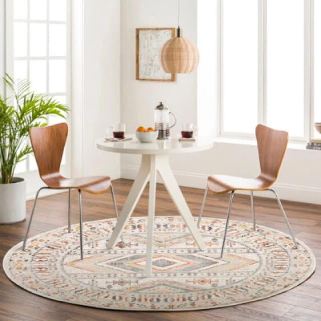 Livabliss Round Scandi Modern Boho Brick Evelyn Area Rug 160 X 160 Cm - Easy Care, Non Shedding, Ideal For Living Room & Bedroom