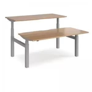 Elev8 Touch sit-stand back-to-back desks 1600mm x 1650mm - silver