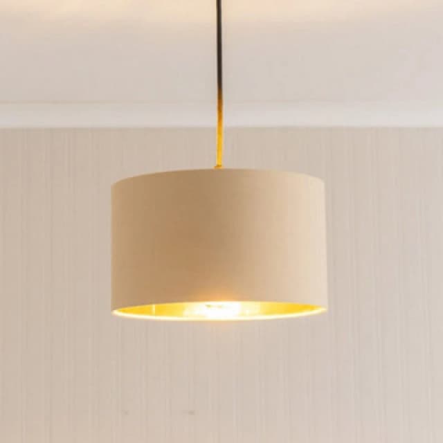 ValueLights ValueLights Reni Natural with Metallic Gold Inner Pendant Ceiling Lamp Shade and LED Bulb Size: 6" Natural 6" Unisex 5059406