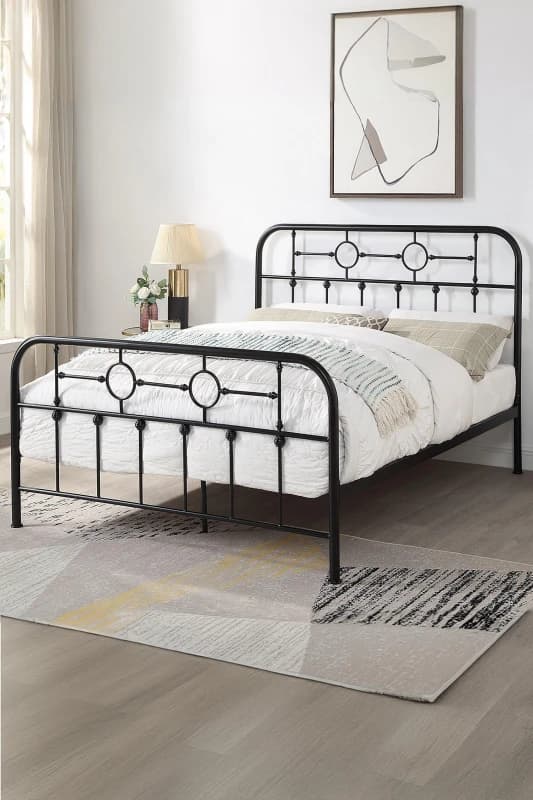 SlumberWorx Ware Victorian Industrial Design Metal Bed Frame Black