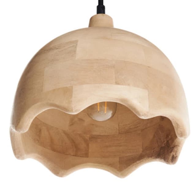Beliani Pendant Lamp Gomati Mango Wood Light Brown