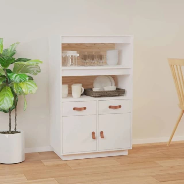 Vidaxl Highboard White 67X40X108.5cm Solid Wood Pine, White 820158