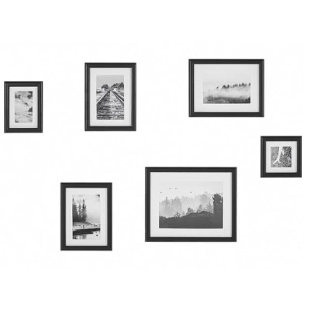 Beliani Set Of 6 Photo Frames Zinare Landscape Black