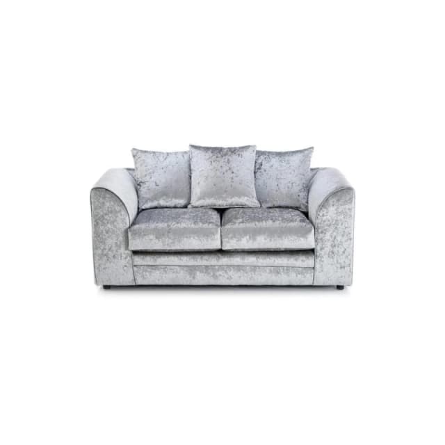 LUXURY LIFE Dylan Crushed Velvet Fabric 2 Seater Sofa Silver