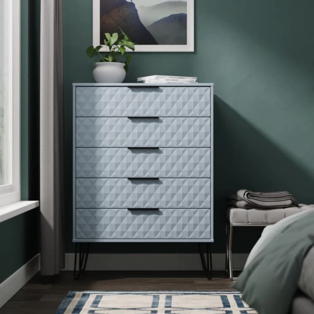 Ready Assembled 2 U Islay 5 Drawer Chest (Ready Assembled) in Light Blue Size: Large Light Blue Unisex Large
