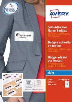 Avery J4785 Self-Adh Badge 80 x 50mm White Pack 150