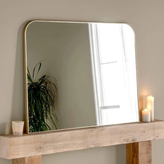Yearn Mirrors Minimal Gold Mantle Mirror 110(w) x 80cm(h) Gold