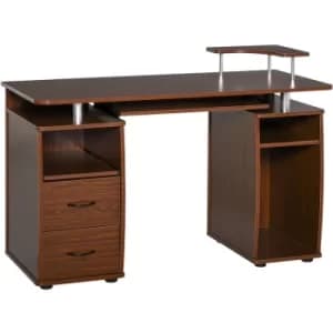 HOMCOM Computer Office Desk Table Workstation w/ Keyboard Tray Drawer Brown