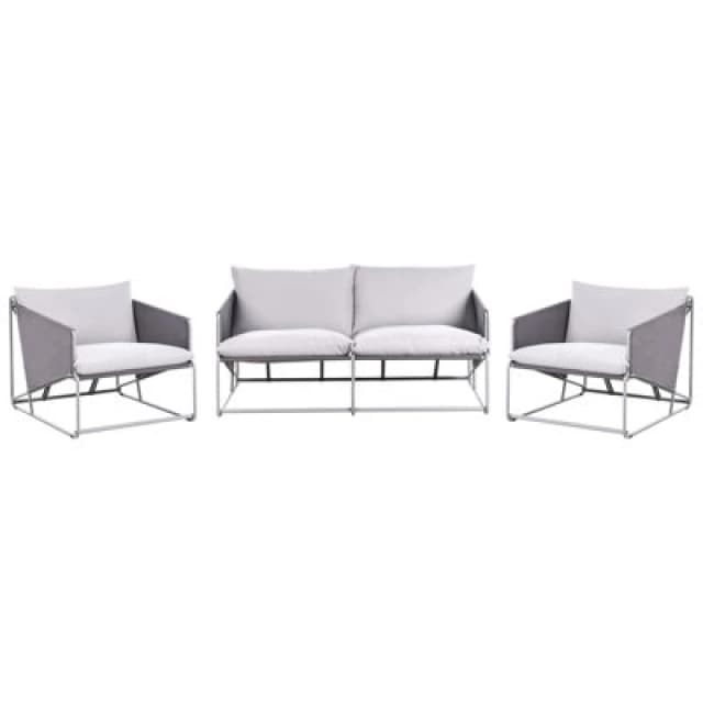 Beliani Garden Sofa Set 4 Seater Ponte Metal Grey