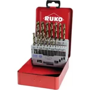 RUKO 215214 HSSE-Co 5 Metal twist drill bit set 19 Piece DIN 338 Cylinder shank 1 Set