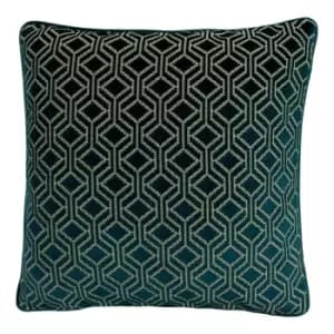 Avenue Velvet Jacquard Cushion Teal, Teal / 45 x 45cm / Polyester Filled
