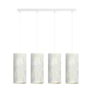 Karli White Bar Pendant Ceiling Light with White Fabric Shades, 4x E14