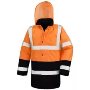 Result Mens Two Tone Safety Coat (L) (Fluorescent Orange/Black) - Fluorescent Orange/Black