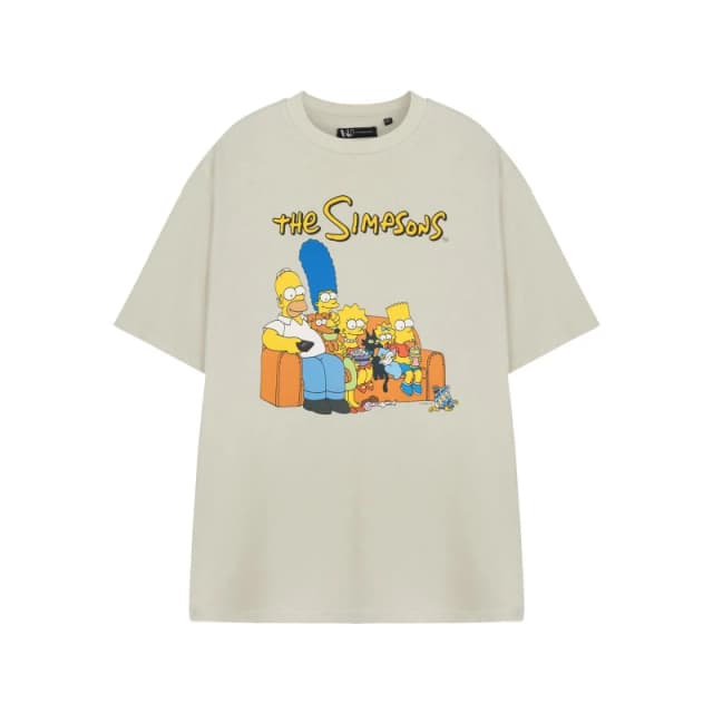 The Simpsons The Simpsons Men Short Sleeved T-Shirt in Beige Size: Small Beige S Male 5063203922819
