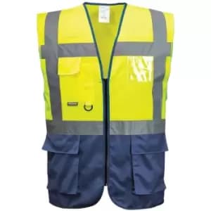 Portwest Hi Vis Executive / Manager Vest / Safetywear (L) (Yellow/ Navy) - Yellow/ Navy
